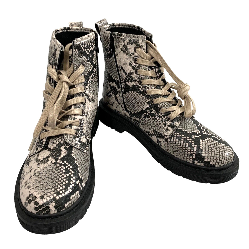 Pierre Dumas Boots Womens Size 8 Reptile Lace Up‎ Mid-Calf Zip Side